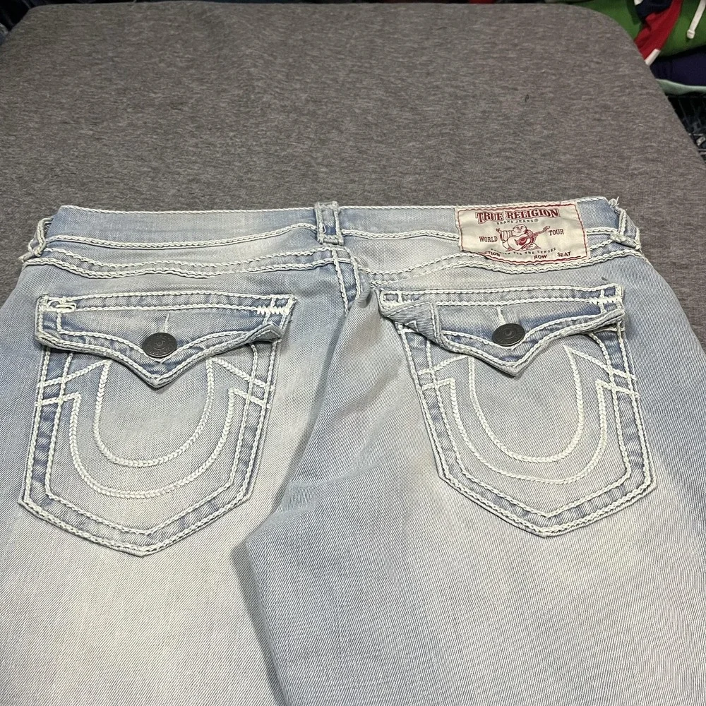 True Religion Ricky Jeans Mens 36x32 Blue Light Wash Relaxed Straight Denim